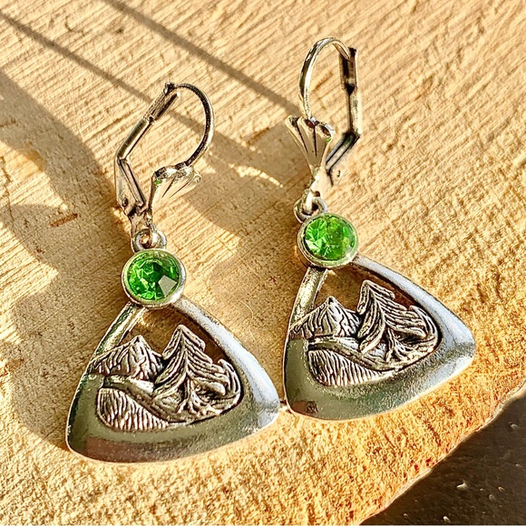 Jewelry - 🏔️ Engraved Etched Adventure Mountain Earrings